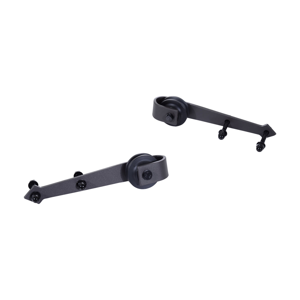 Sliding door fittings set 200 cm complete set with rails, rollers, anti-jump devices, door stop, floor guide, sliding door system made of carbon steel brown