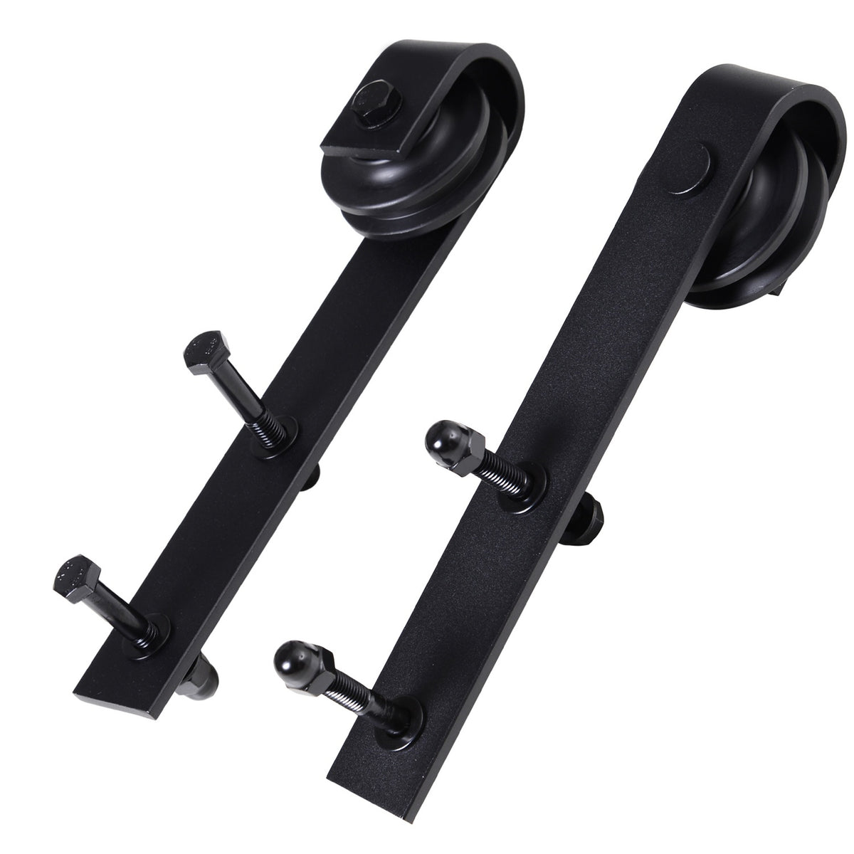 Sliding door fittings set 200 cm complete set with rails, rollers, rail stopper, floor block, set of door screws, sliding door system made of carbon steel black