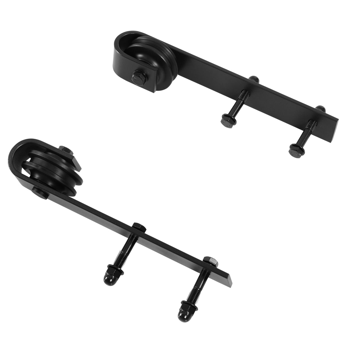 Sliding door fittings set 200 cm complete set with rails, rollers, rail stoppers, set of door screws, sliding door system made of carbon steel black