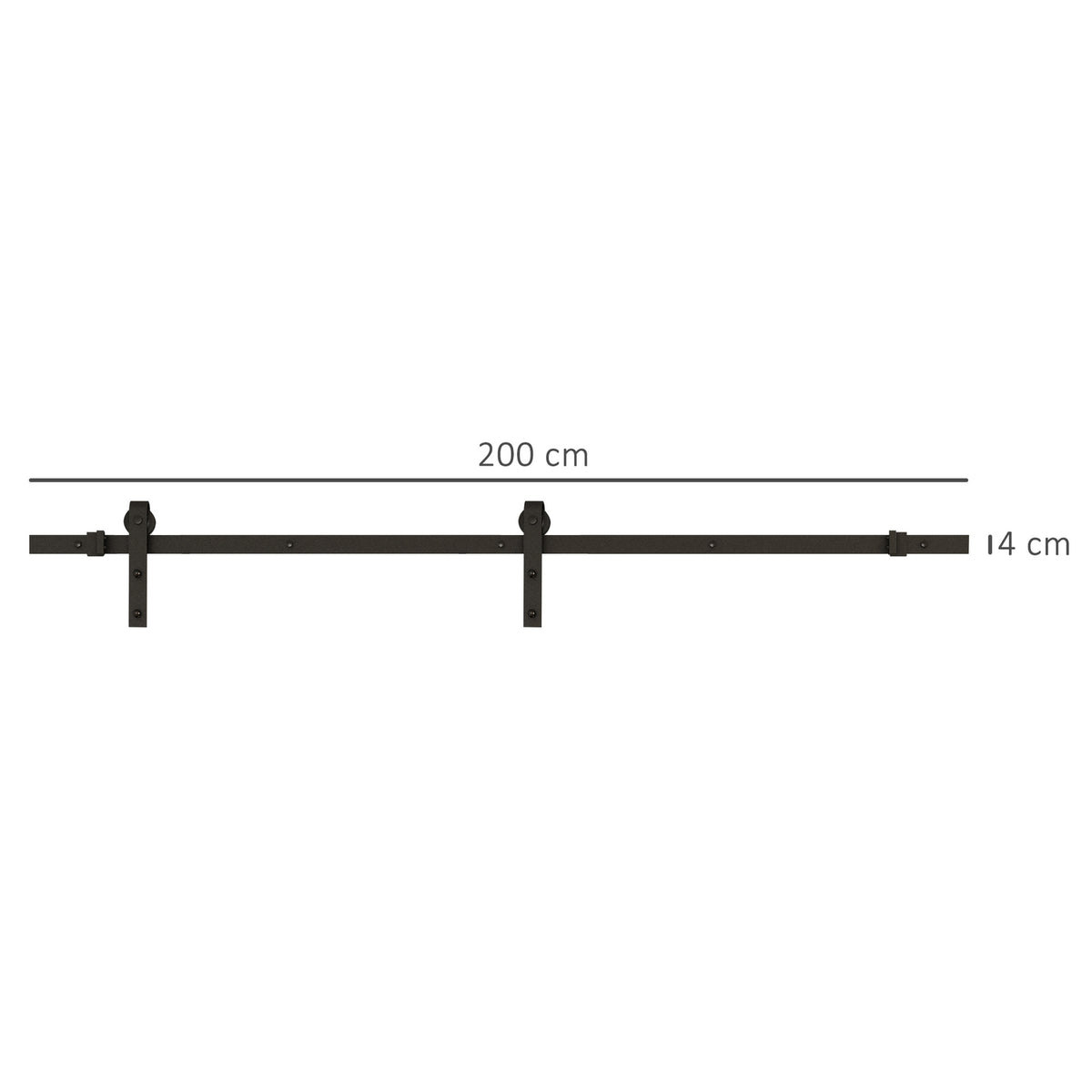 Sliding door fittings set 200 cm complete set with rails, rollers, rail stoppers, set of door screws, sliding door system made of carbon steel black