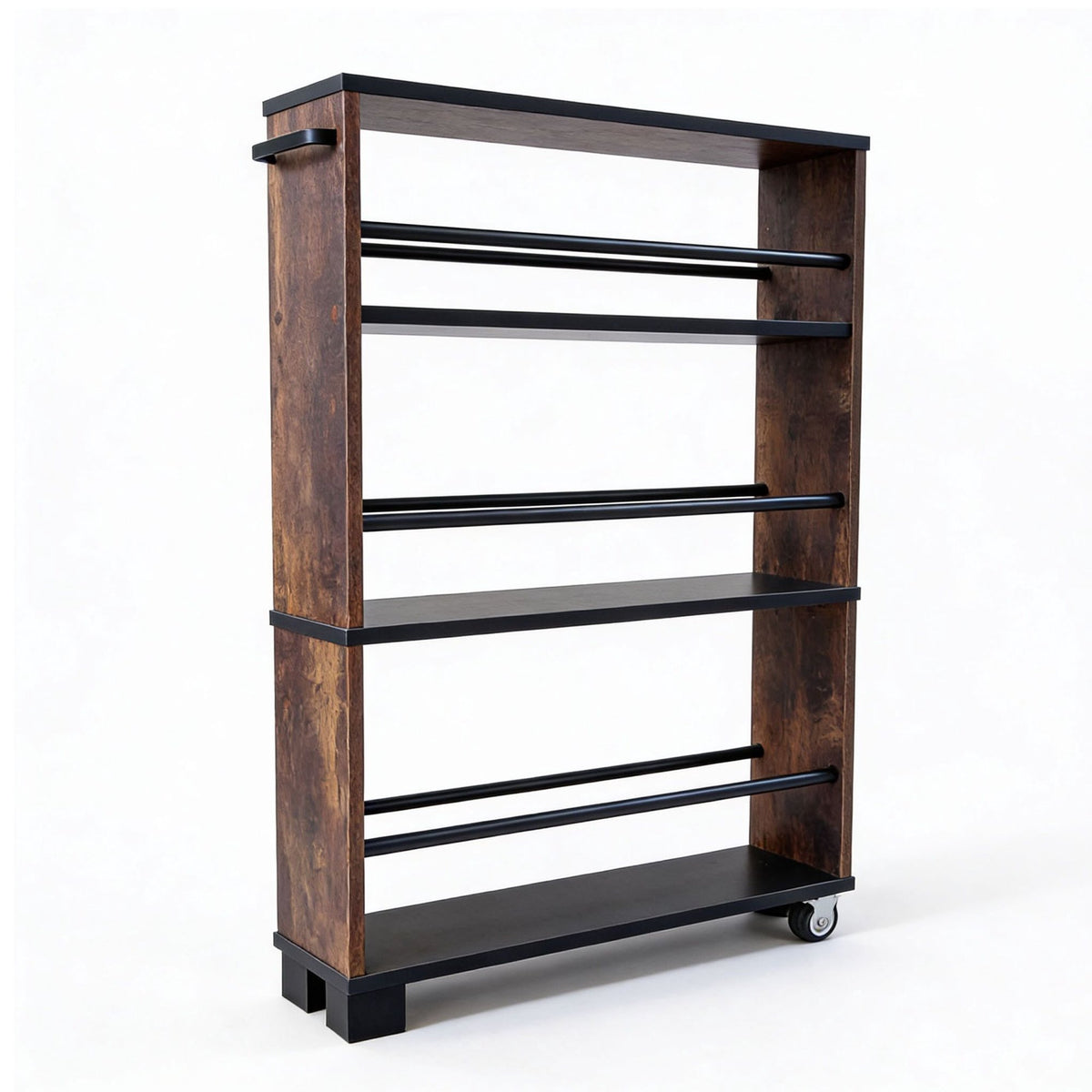 Slim 3-Tier Wood-Effect Trolley with Handle
