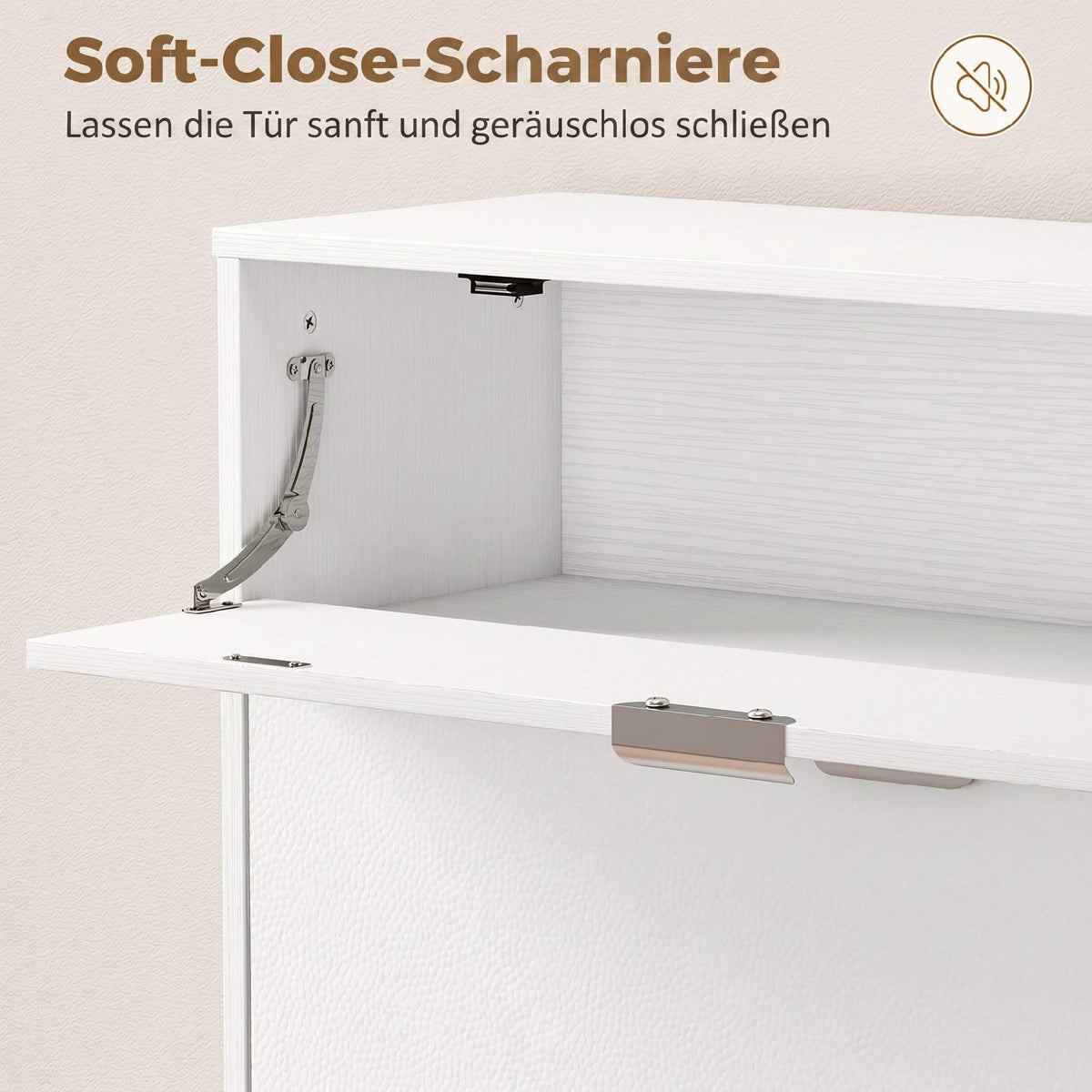 Slim Shoe Cabinet with 2 Flip Compartments, White MDF