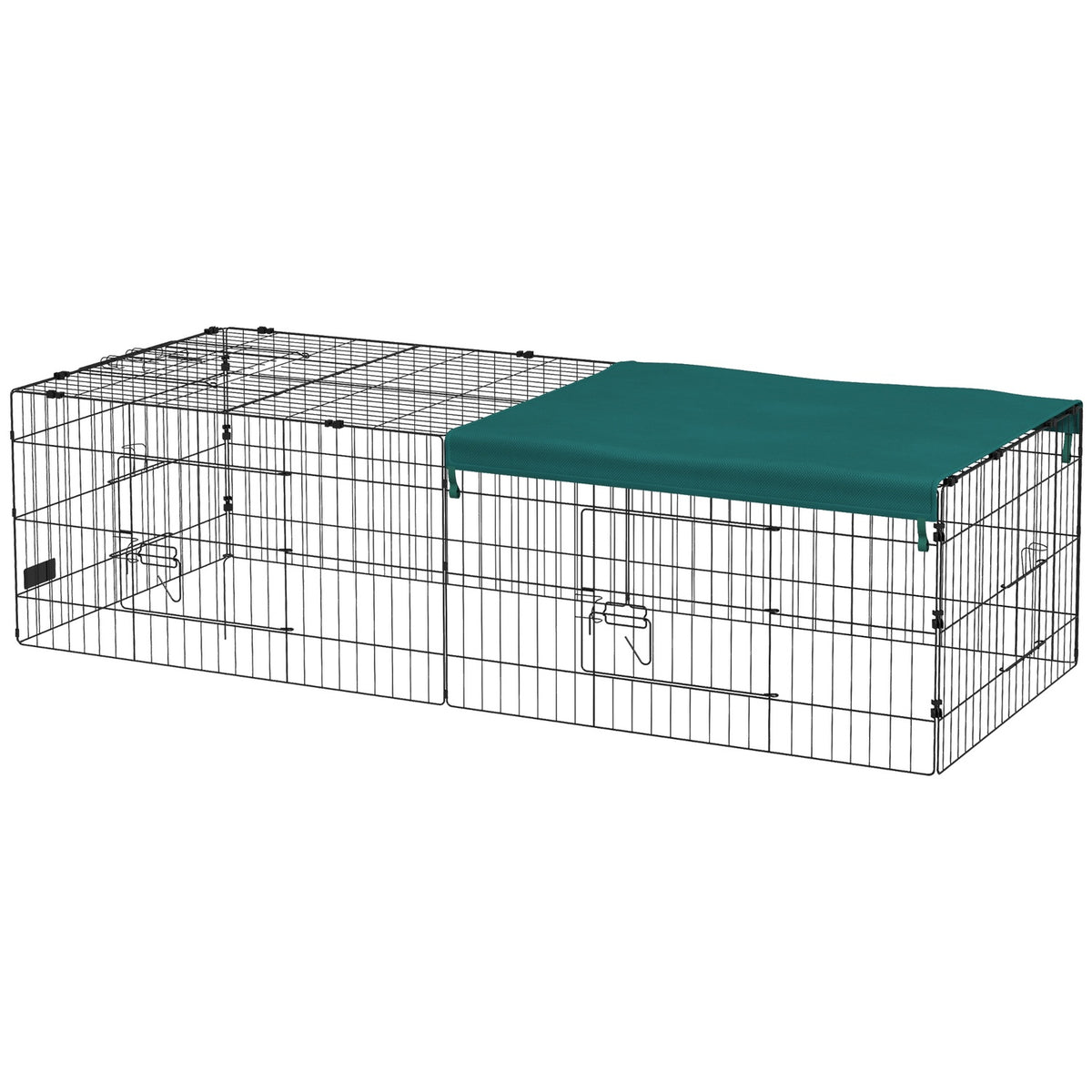 Small Animal Cage Pet Playpen With 5 Doors & Roof, Outdoor Rabbit Hutch, Green, 185X75X50Cm