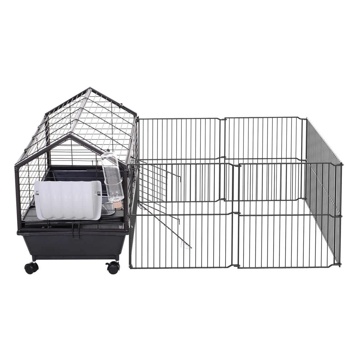 Small Animal Cage Rodent Cage For Guinea Pigs With Garden & Balcony, Metal, 88X128.5X56Cm