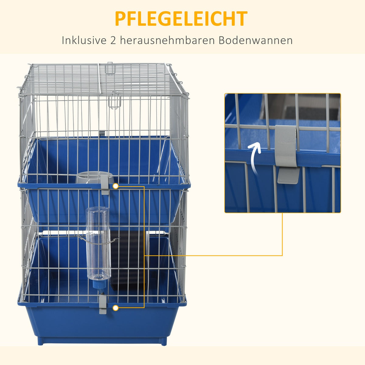 Small Animal Cage Rodent Cage With Accessories Small Animal Stable Cage For Small Animals Two-Story Plastic Metal Blue + Gray 72 X 44 X 67 Cm