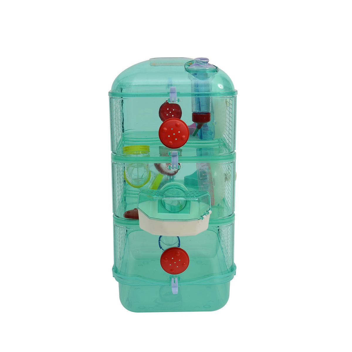 Small Animal Cage With Balance Wheel, Food Bowl, Drinking Bottle, Green, 40.5X28X55Cm