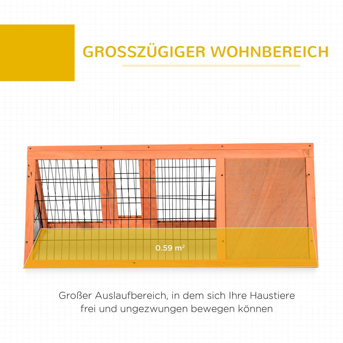 Small Animal Hutch Guinea Pig Hutch 118 X 50 X 45 Cm Triangular With Outdoor Run Orange