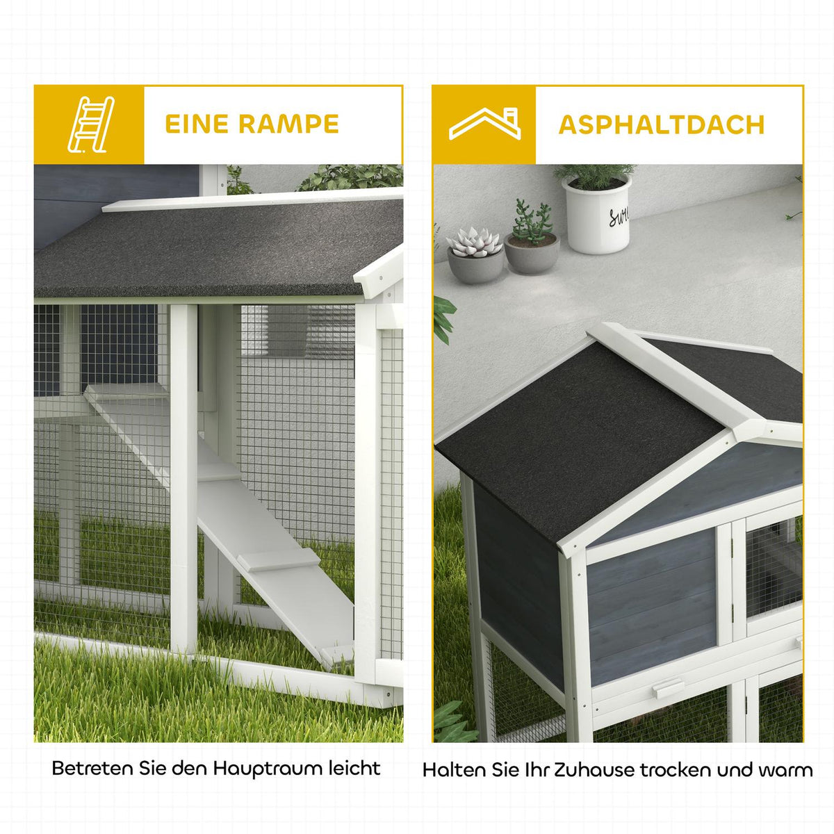 Small Animal Hutch with Run, Fir Wood, 147 x 54 x 84 cm, Gray