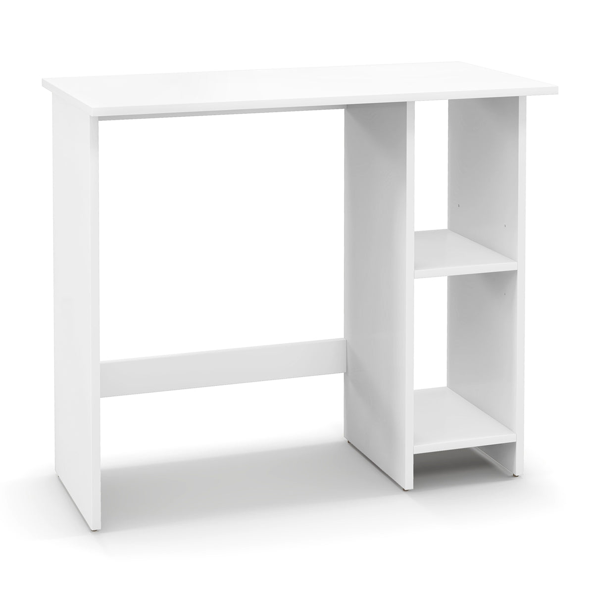 Small Computer Desk With Storage, Adjustable Shelf, White