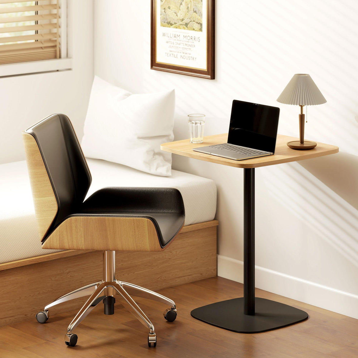 Small Dining Table, 60 cm Square, MDF Top, Steel Base