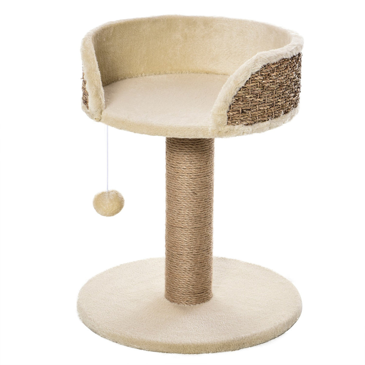 Small Scratching Post, 49 Cm Cat Tree, Cat Scratching Post With Play Ball, Lying Surface, Climbing Tree For Cats Up To 4 Kg, Cat Furniture, Jute, Coffee