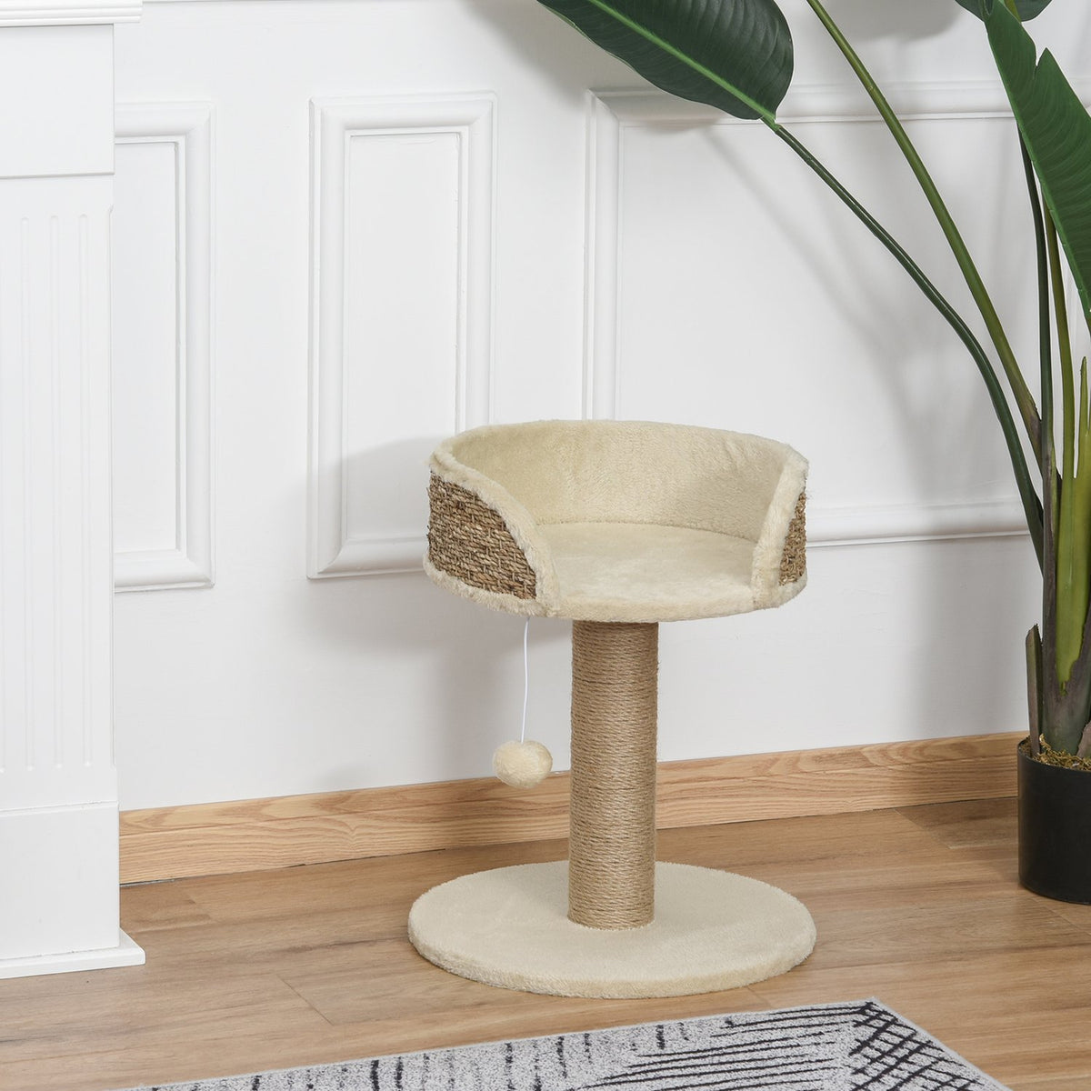 Small Scratching Post, 49 Cm Cat Tree, Cat Scratching Post With Play Ball, Lying Surface, Climbing Tree For Cats Up To 4 Kg, Cat Furniture, Jute, Coffee