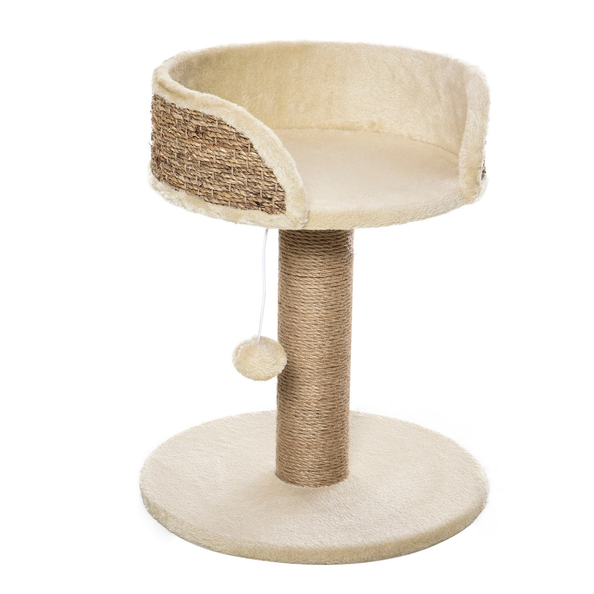 Small Scratching Post, 49 Cm Cat Tree, Cat Scratching Post With Play Ball, Lying Surface, Climbing Tree For Cats Up To 4 Kg, Cat Furniture, Jute, Coffee