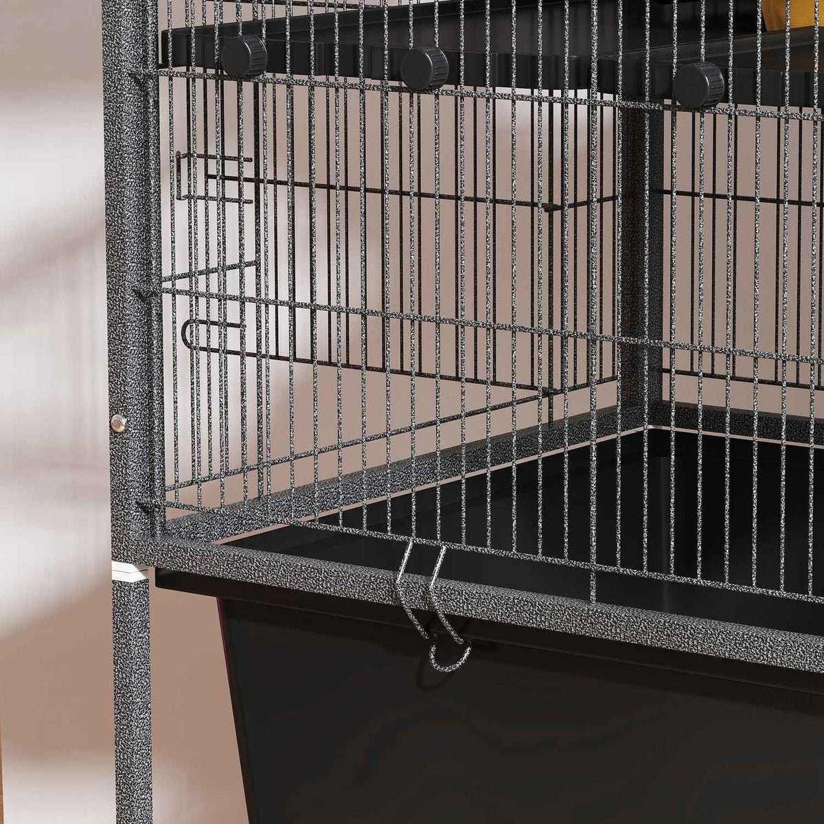 Small animal cage, rodent cage, ferret cage with pull-out tray, mouse cage with ramps, hammock, wheels, shelf, cage with accessories for squirrels, dwarf hamsters, chinchillas, dark gray |