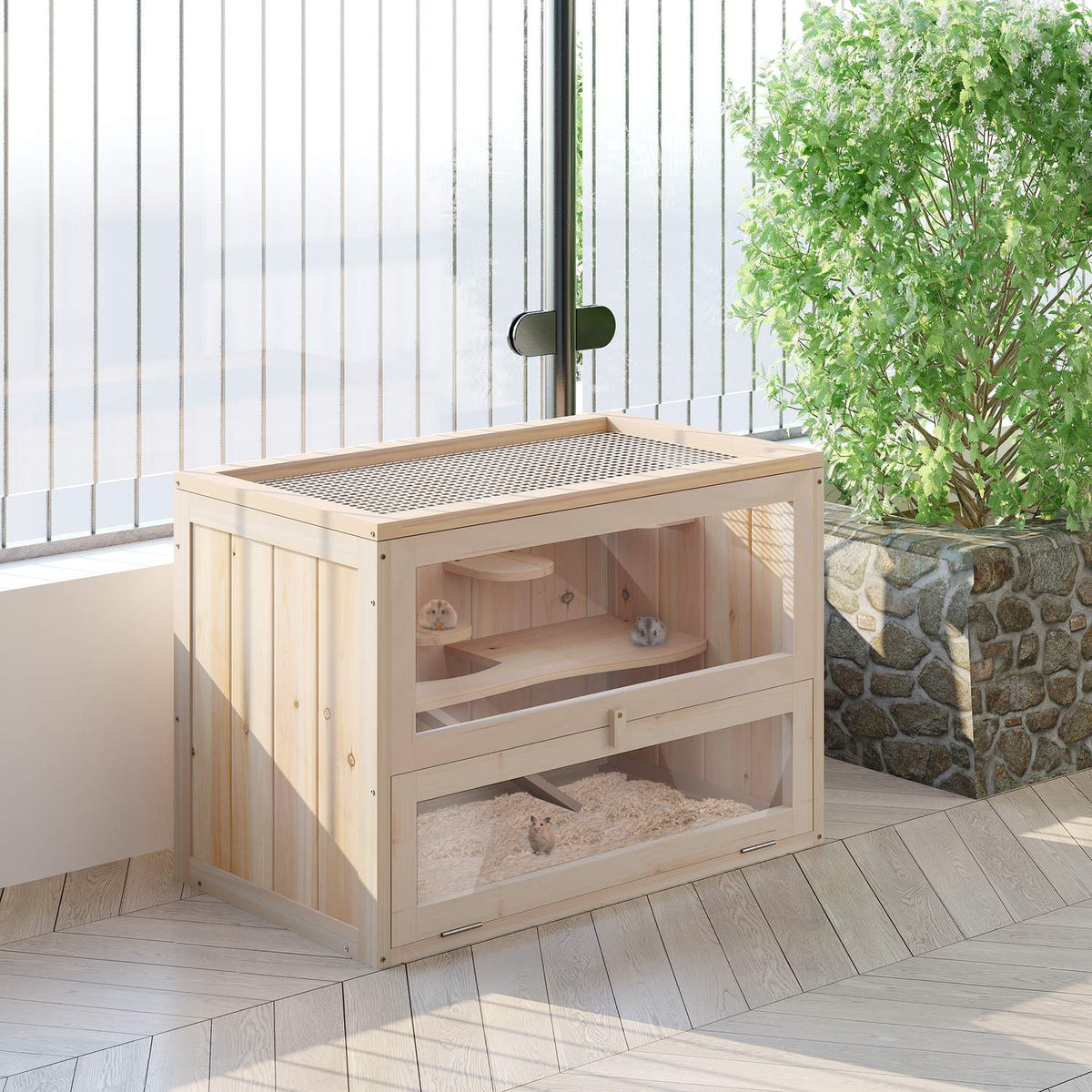 Small animal cage wood 60 x 35 x 42 cm