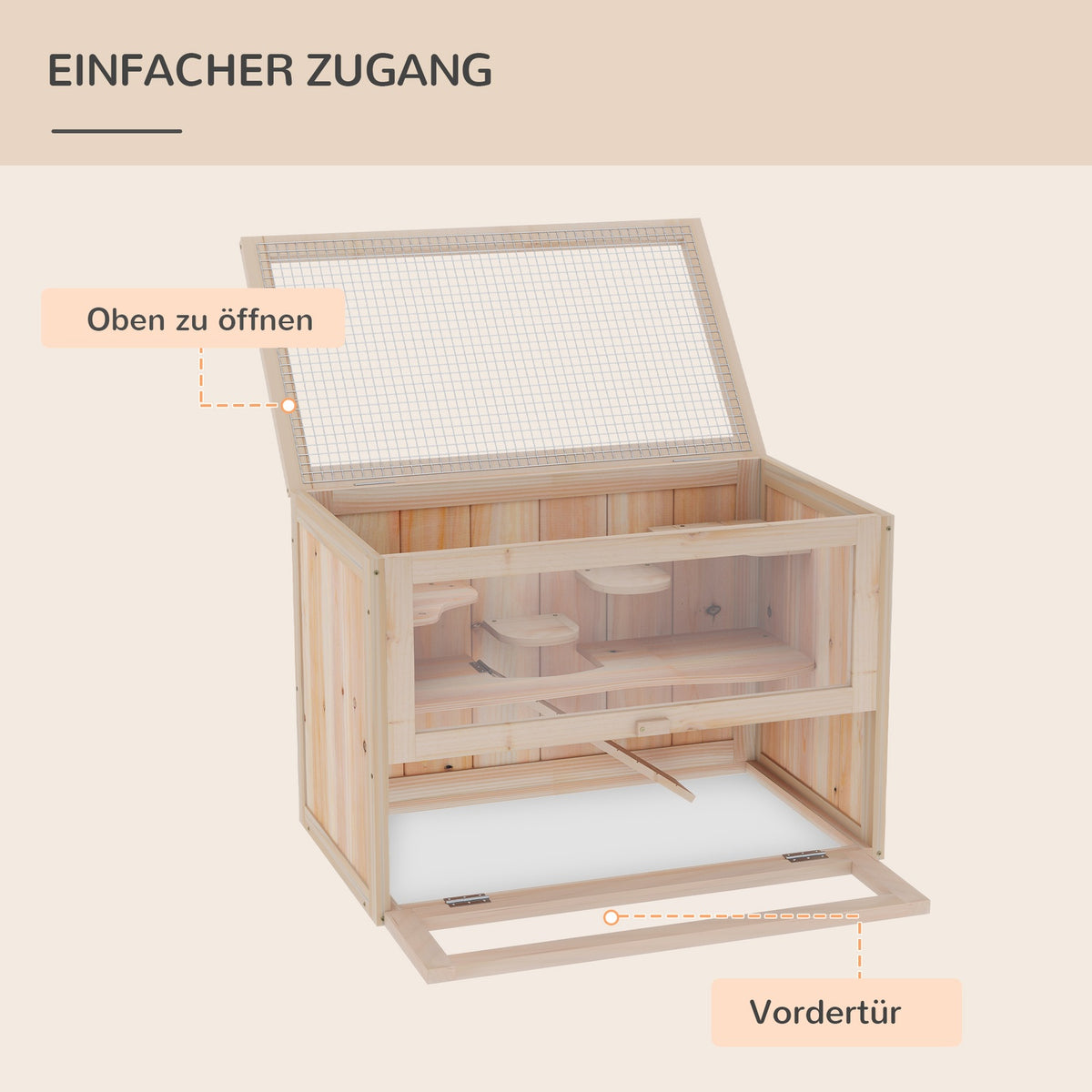 Small animal cage wood 60 x 35 x 42 cm