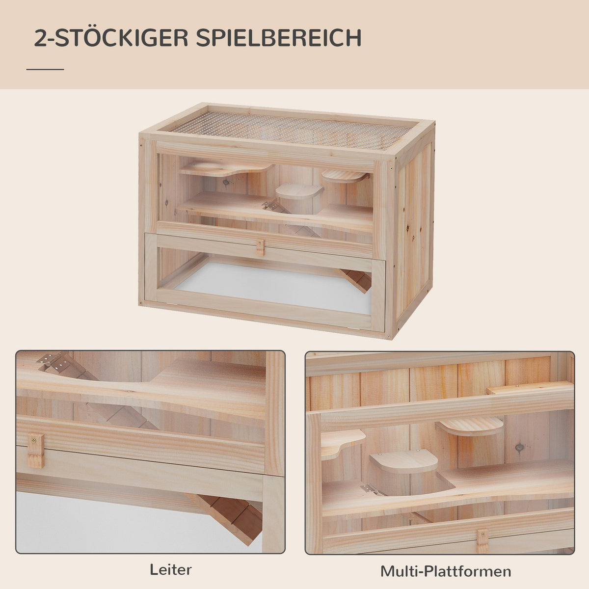 Small animal cage wood 60 x 35 x 42 cm