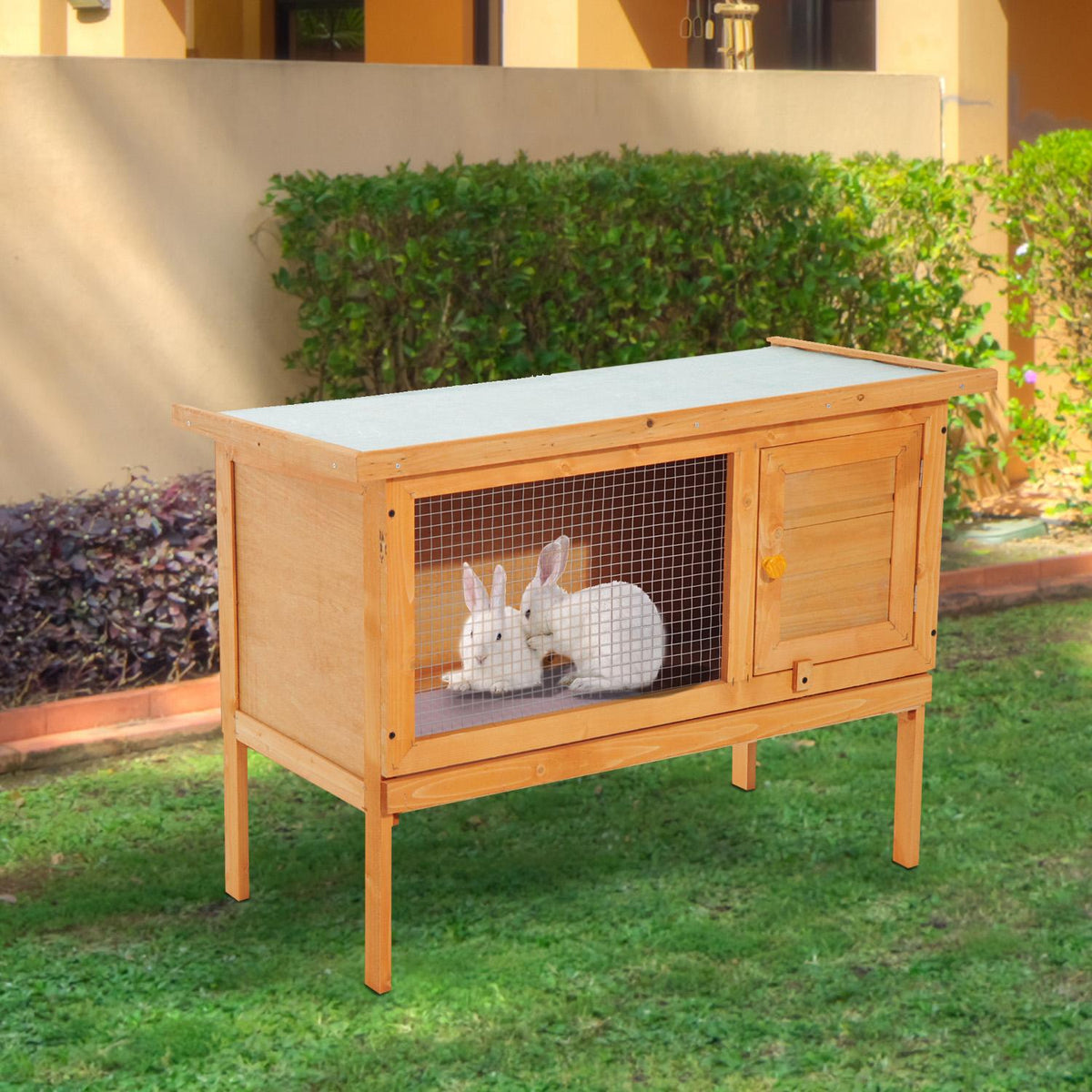 Small animal hutch dwarf rabbit cage weatherproof made of wood & metal 90 cm x 45 cm x 65 cm, ideal for rabbits & small animals