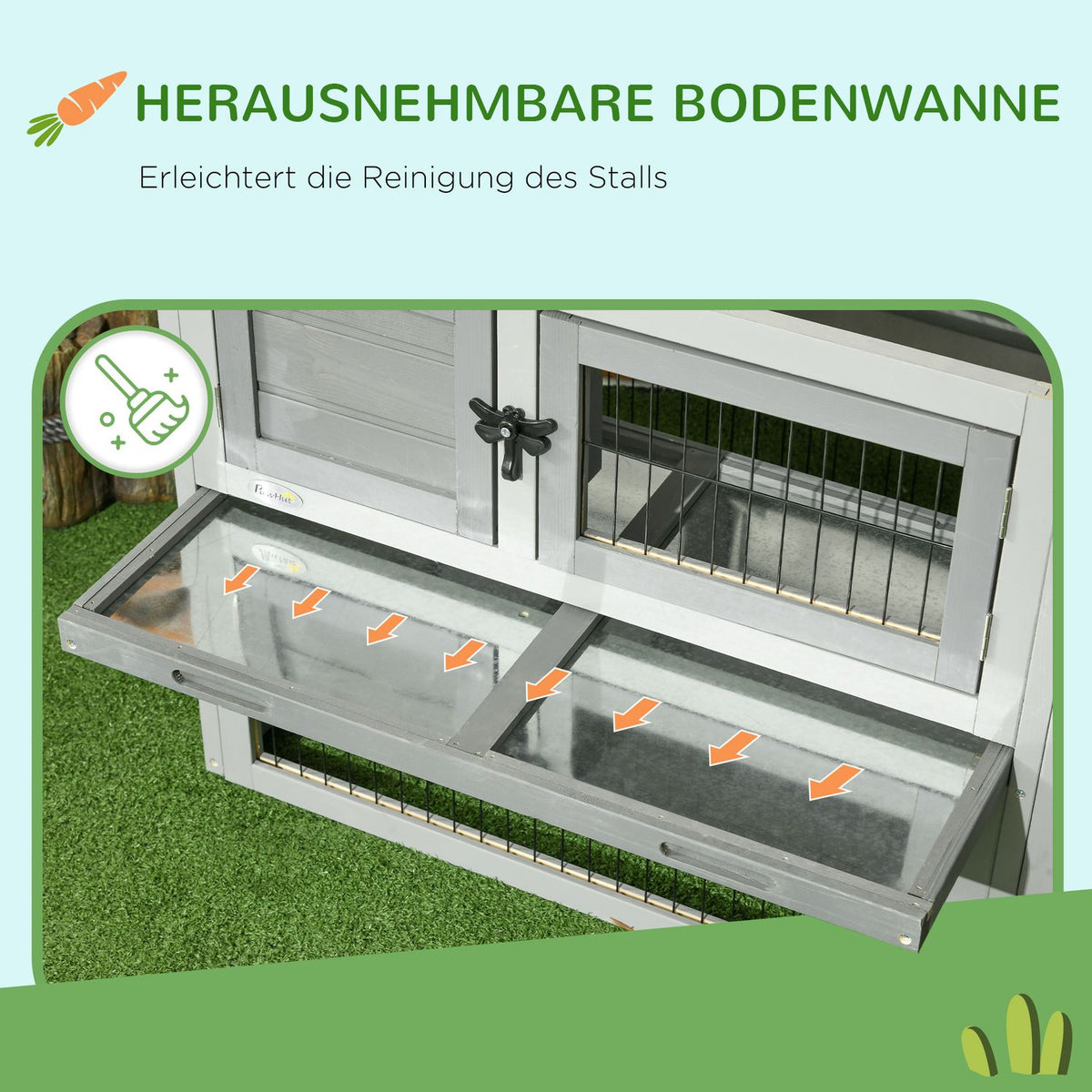 Small animal hutch small animal cage with outdoor enclosure guinea pig hutch free-range enclosure winterproof outdoor animal hutch fir wood gray 150 cm x 52 cm x 68 cm |