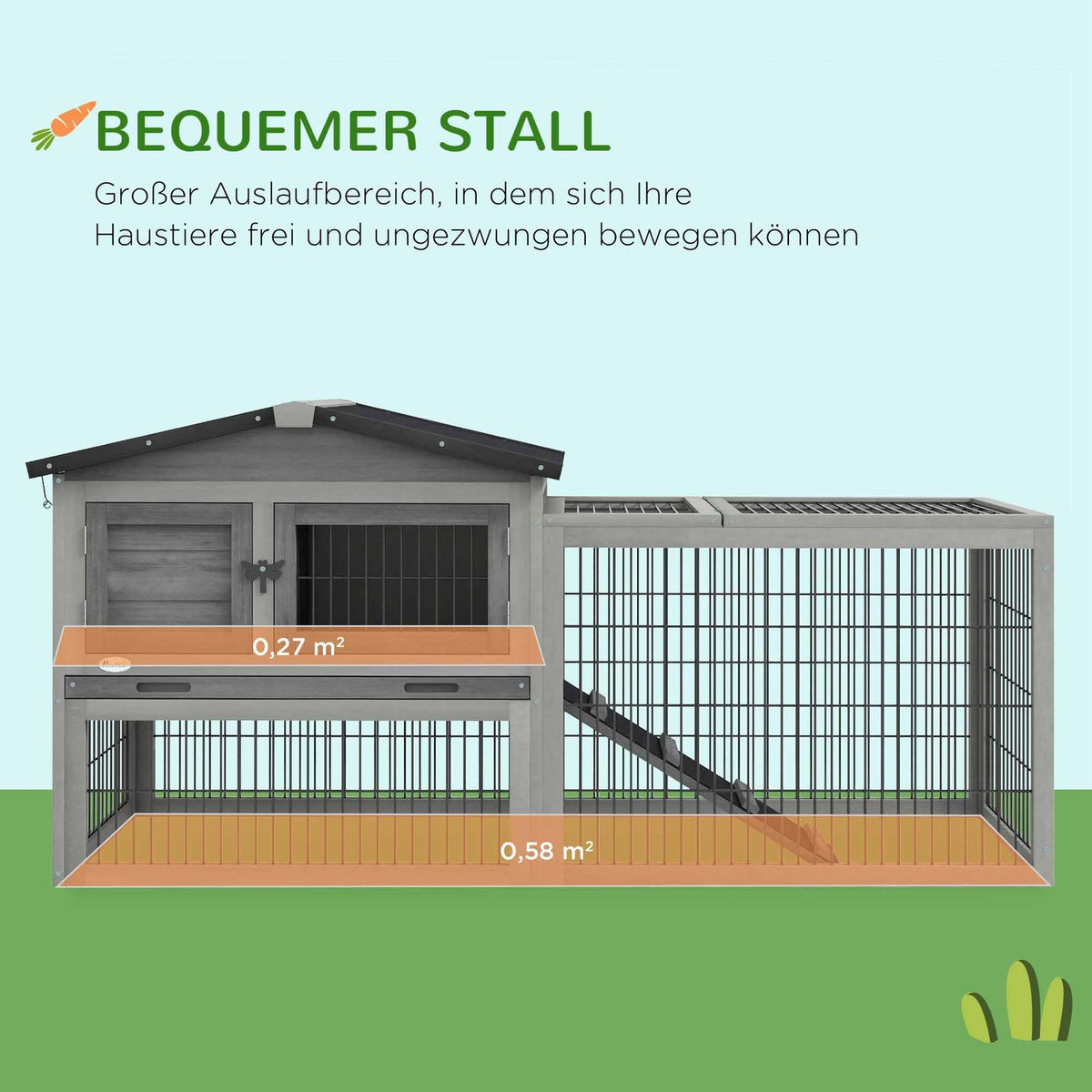 Small animal hutch small animal cage with outdoor enclosure guinea pig hutch free-range enclosure winterproof outdoor animal hutch fir wood gray 150 cm x 52 cm x 68 cm |