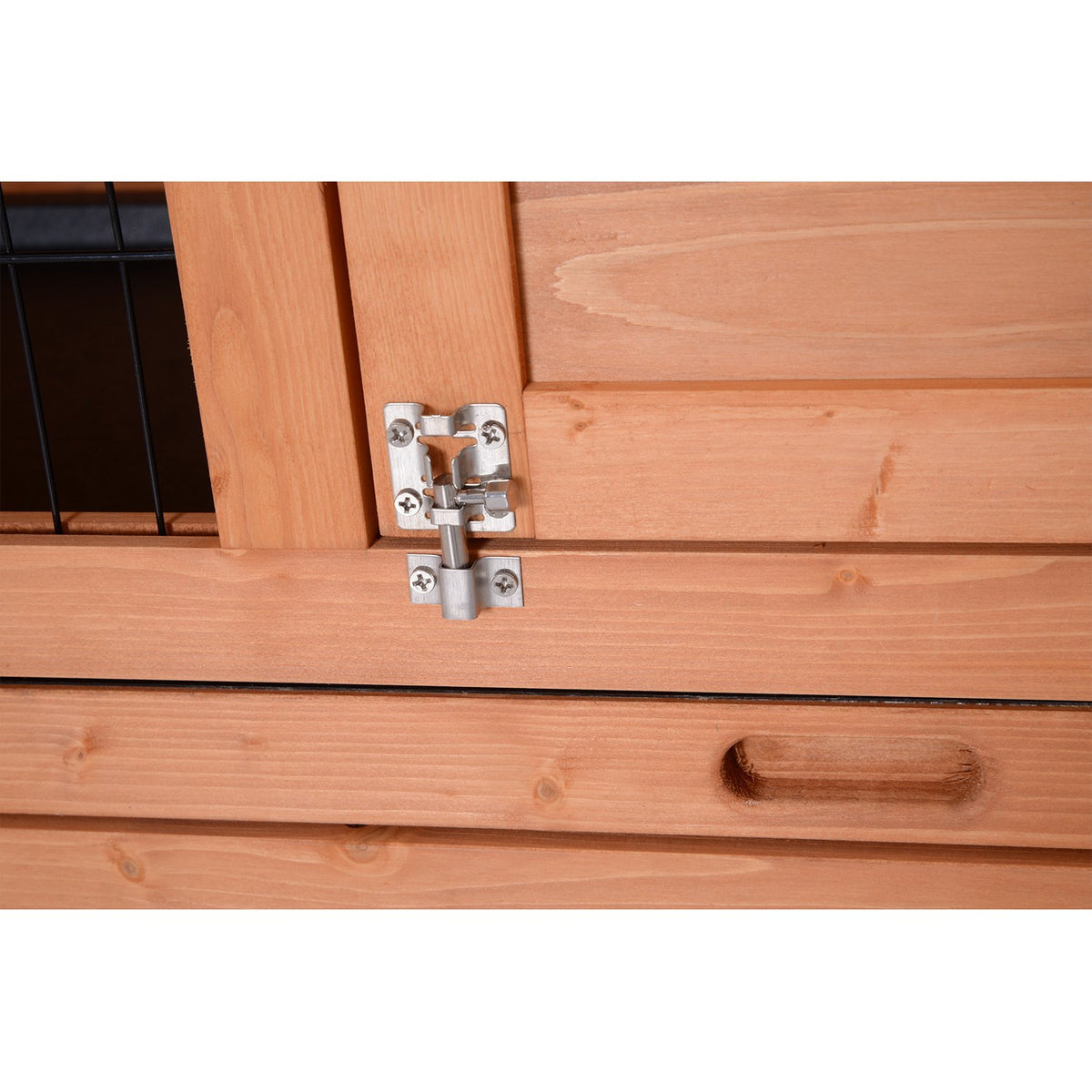 Small animal pen, double-decker, small animal cage for guinea pigs made of fir wood, orange, 136.4 cm x 50 cm x 93 cm