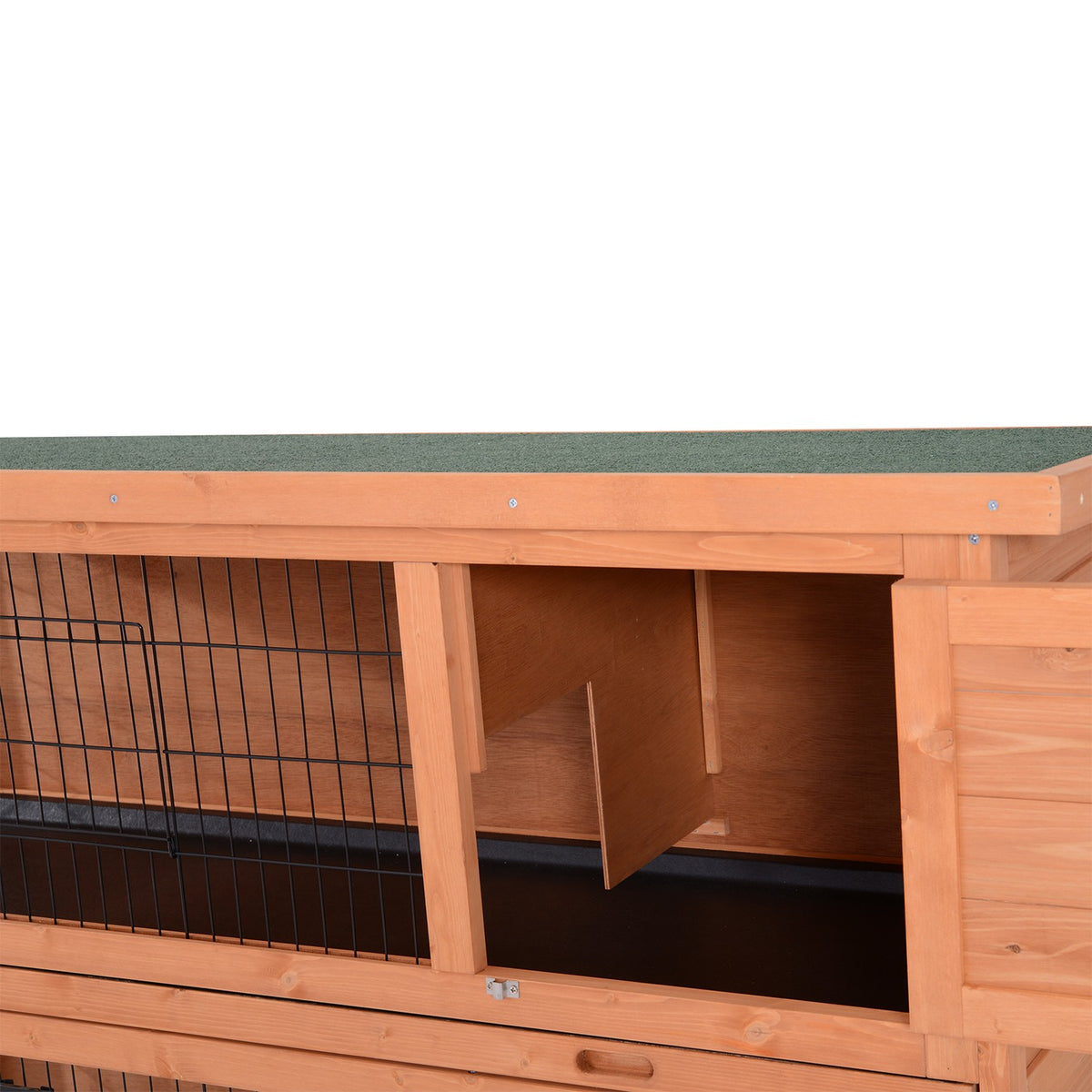 Small animal pen, double-decker, small animal cage for guinea pigs made of fir wood, orange, 136.4 cm x 50 cm x 93 cm