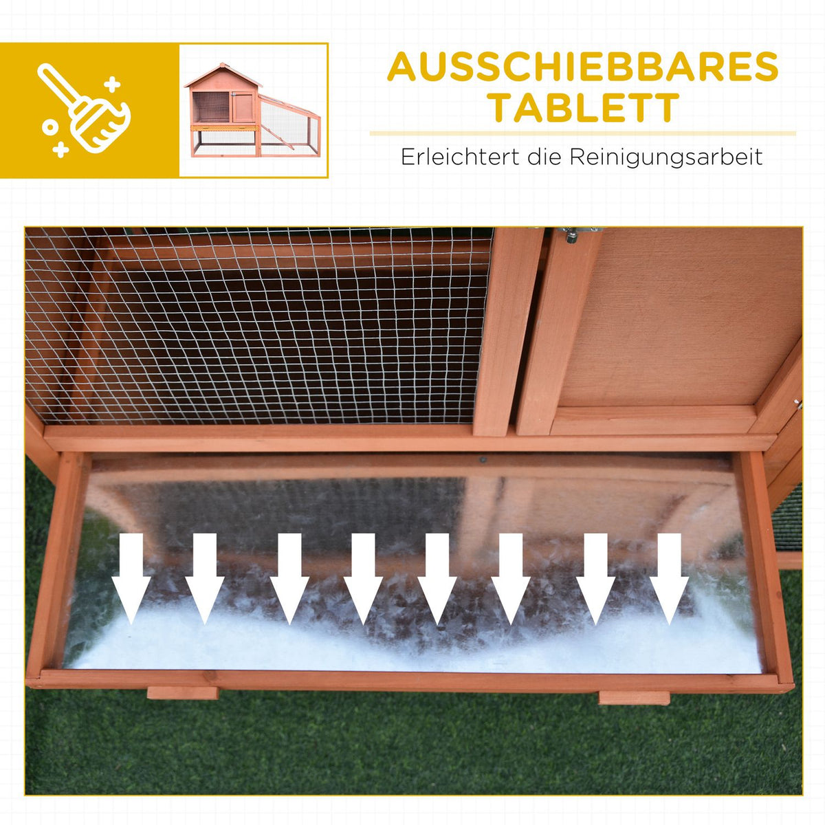 Small animal stable small animal cage 144 x 64.5 x 100 cm with asphalt roof outdoor enclosure double-decker fir wood natural |