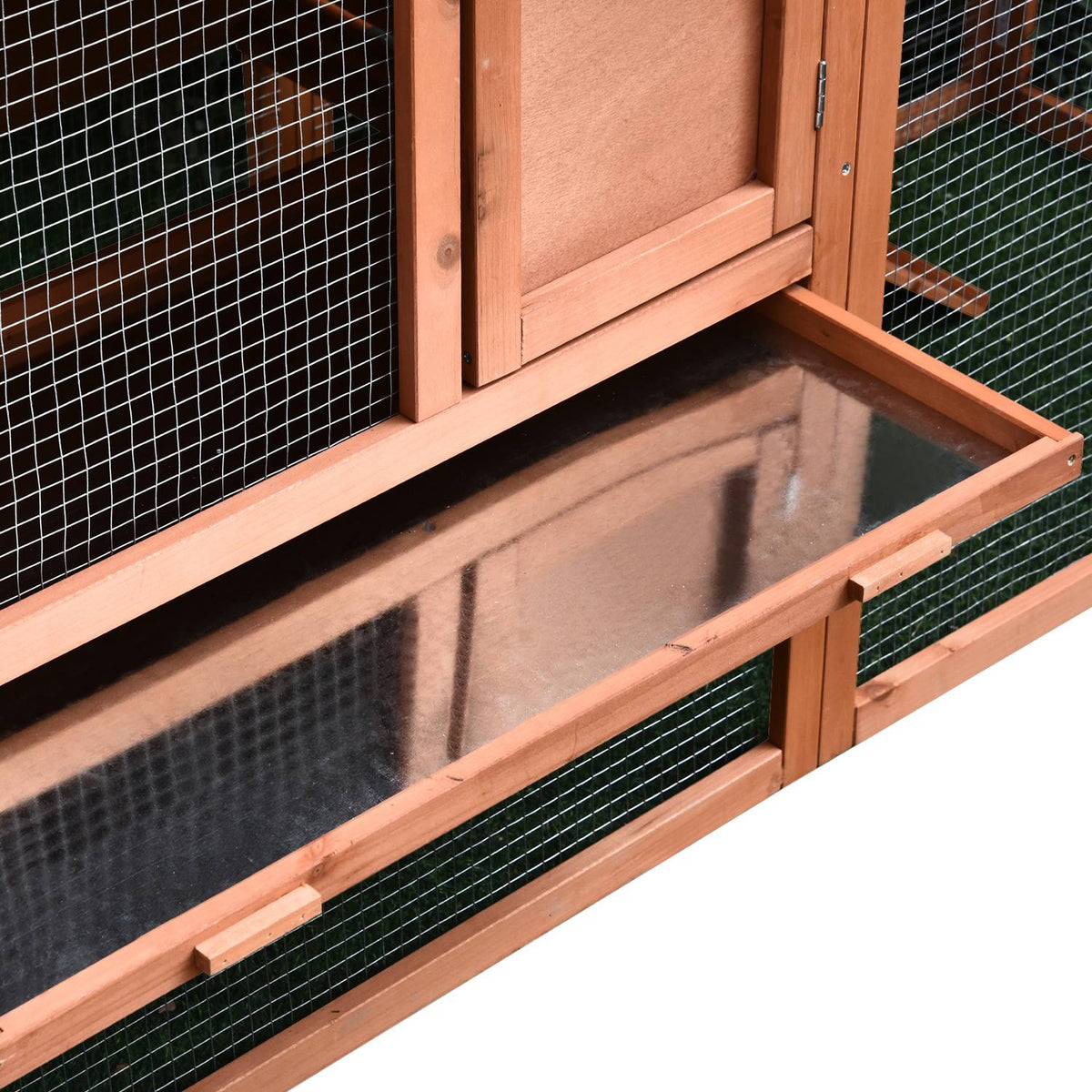 Small animal stable small animal cage 144 x 64.5 x 100 cm with asphalt roof outdoor enclosure double-decker fir wood natural |