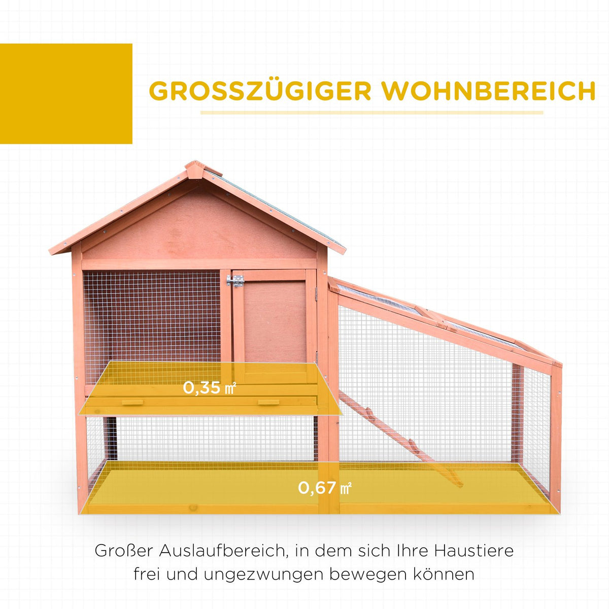 Small animal stable small animal cage 144 x 64.5 x 100 cm with asphalt roof outdoor enclosure double-decker fir wood natural |