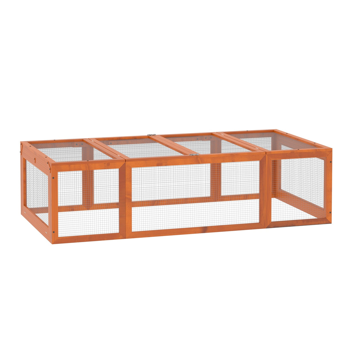 Small animal stable small animal cage 180 x 90 x 48 cm with outdoor enclosure multifunctional fir wood orange