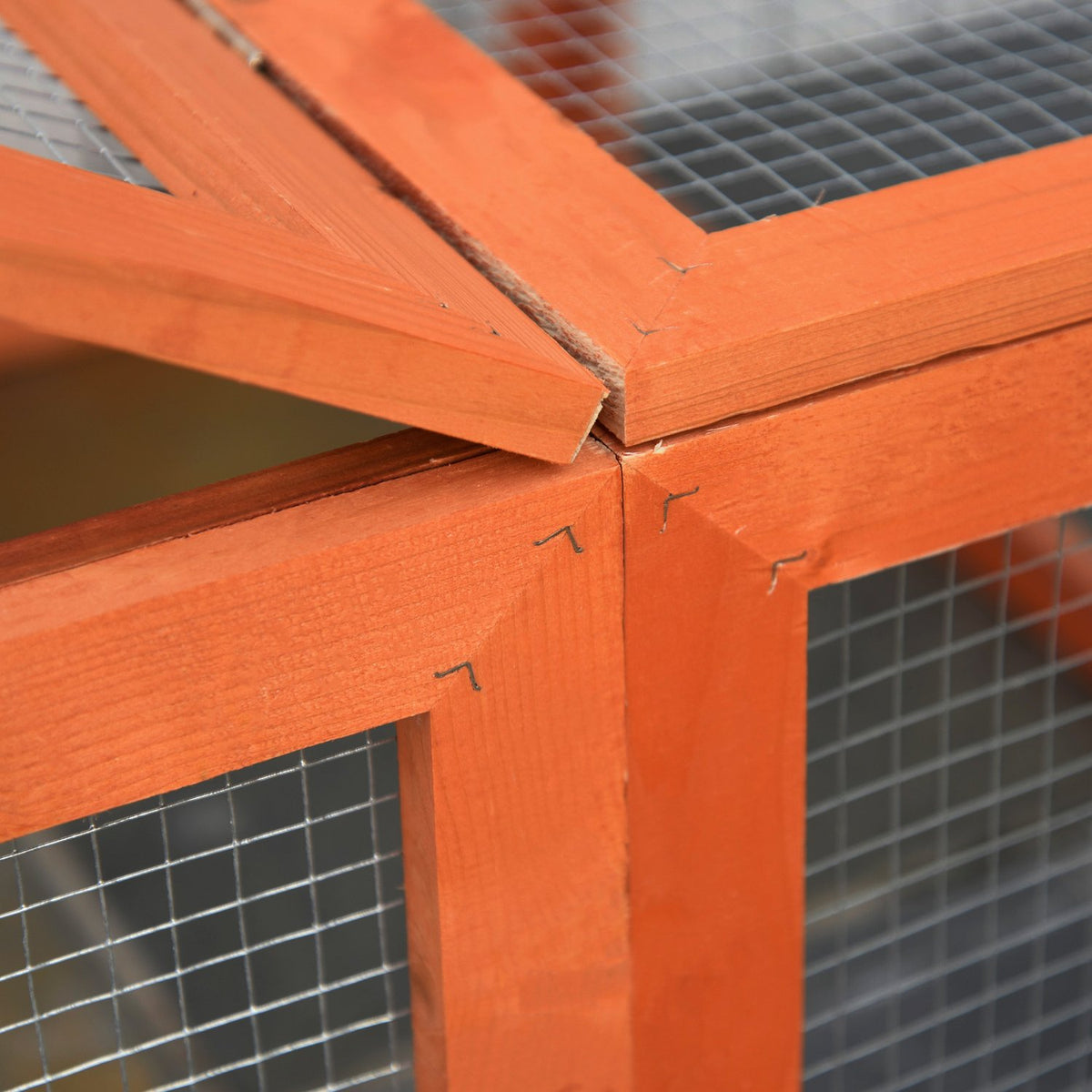 Small animal stable small animal cage 180 x 90 x 48 cm with outdoor enclosure multifunctional fir wood orange