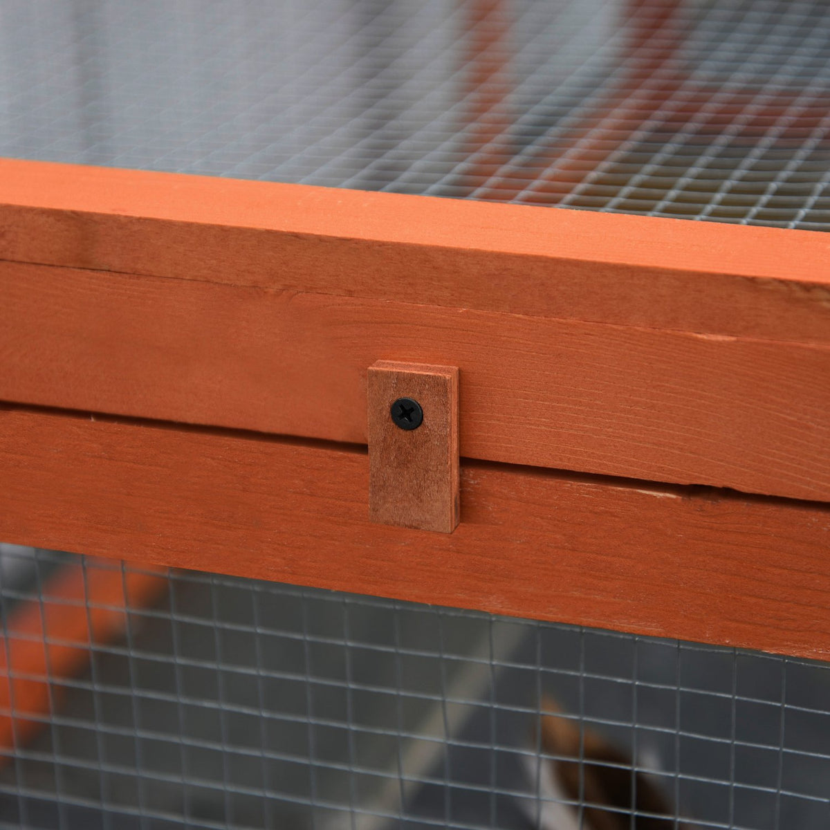 Small animal stable small animal cage 180 x 90 x 48 cm with outdoor enclosure multifunctional fir wood orange