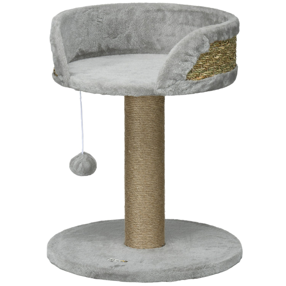 Small scratching post, 49 cm cat tree, cat scratching post with play ball, lying area, climbing tree for cats up to 4 kg, cat furniture, jute gray
