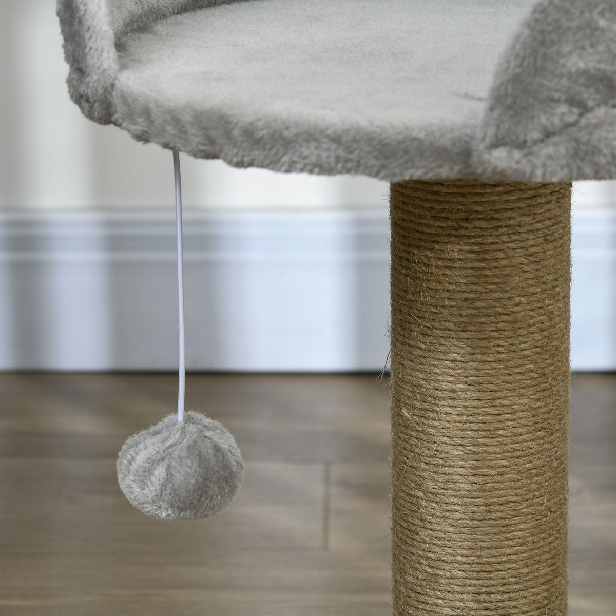 Small scratching post, 49 cm cat tree, cat scratching post with play ball, lying area, climbing tree for cats up to 4 kg, cat furniture, jute gray