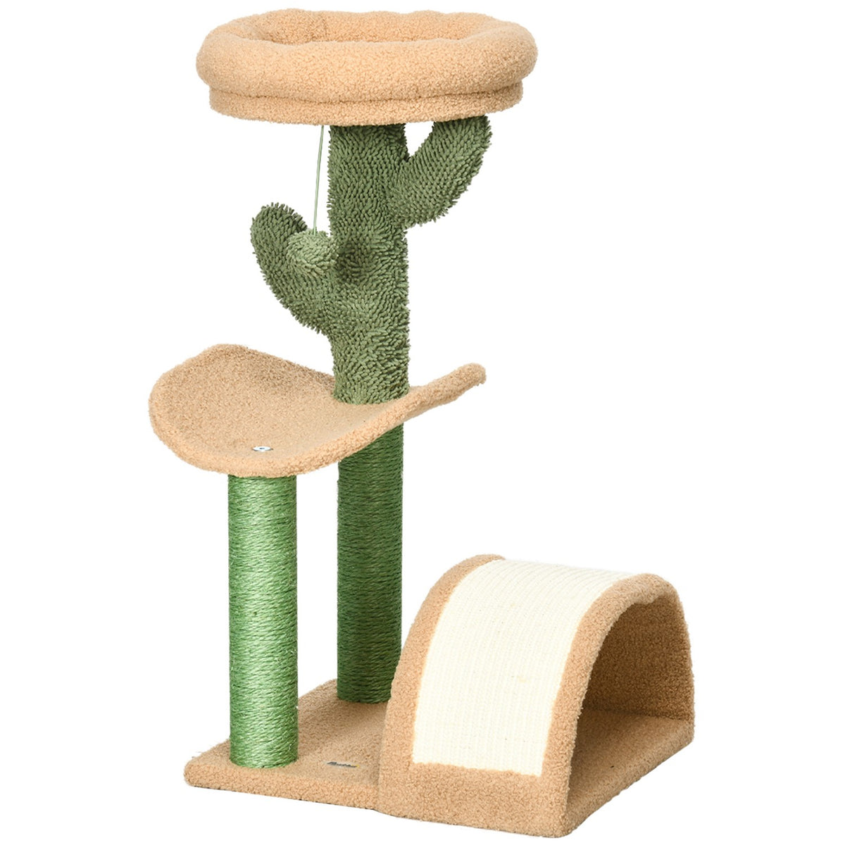 Small scratching post, cat scratching post, scratching post for cats under 4 kg with cat scratching board, scratching post, cat stimulus ball 40 x 35 x 72 cm brown