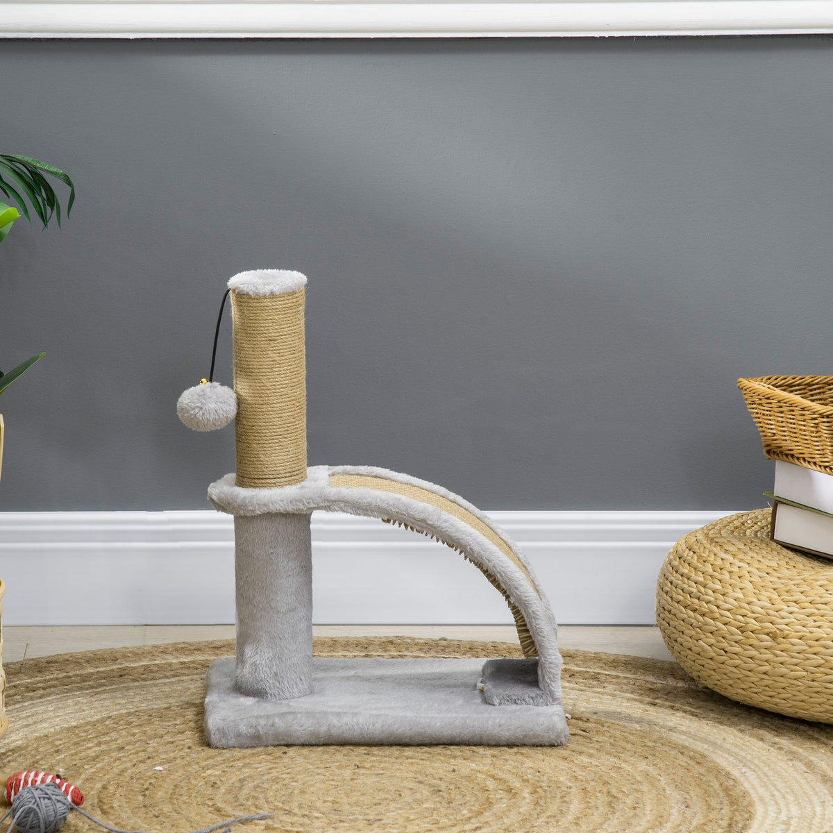 Small scratching post, with massage and scratching board, cat scratching post with cat board, gray