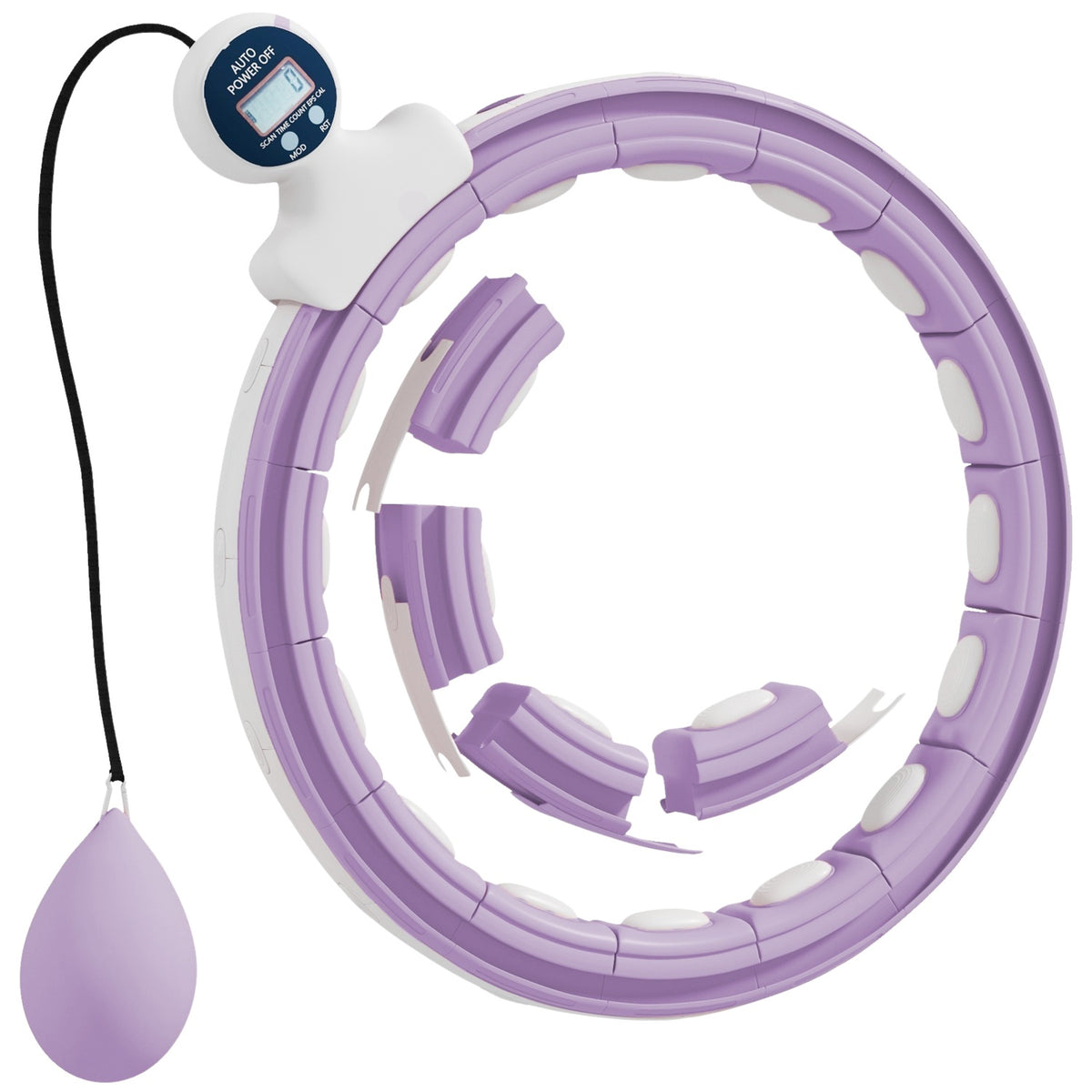 Smart Hula Hoop Adults with Weight Ball Counter 16 Knots (76-113cm) Adjustable Fitness Quiet Slimming Equipment Infinity Hula Hoop for Weight Loss, Fitness Purple |