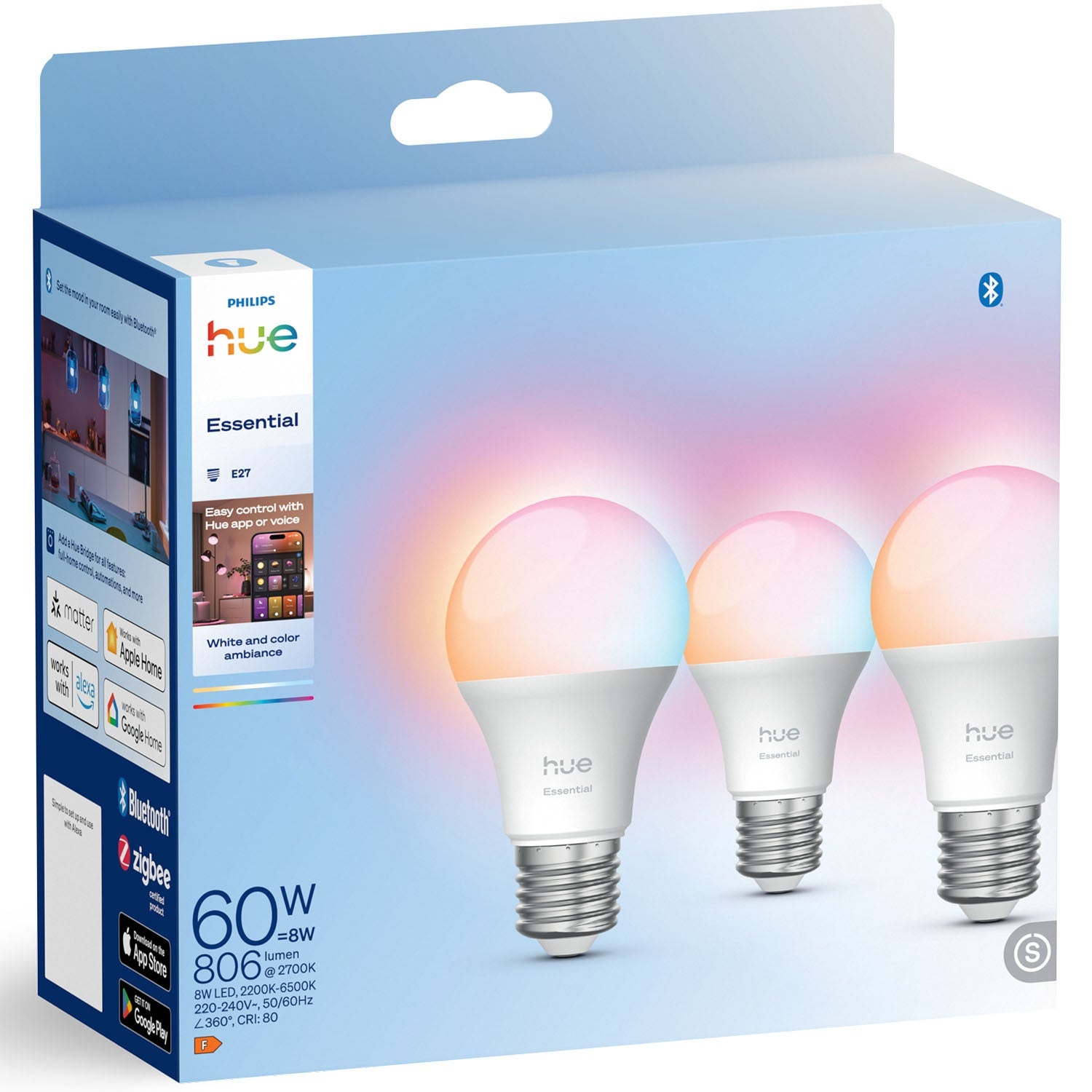 Smart LED Bulbs E27 60W, 806lm, 3-Pack