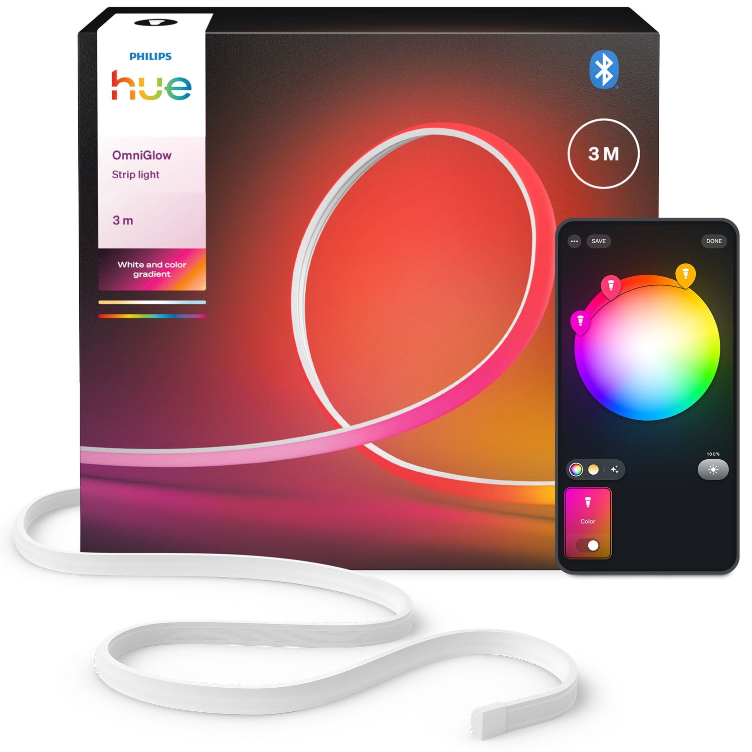 Smart LED Lightstrip, White & Color, 3m Length