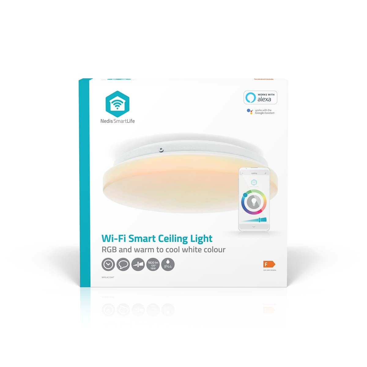 SmartLife Ceiling Light | Wi-Fi | RGB / Warm to Cool White | Round | Diameter: 260 mm | 1820 lm | 2700 - 6500 K | IP44 | Energy class: F | Android™ / IOS