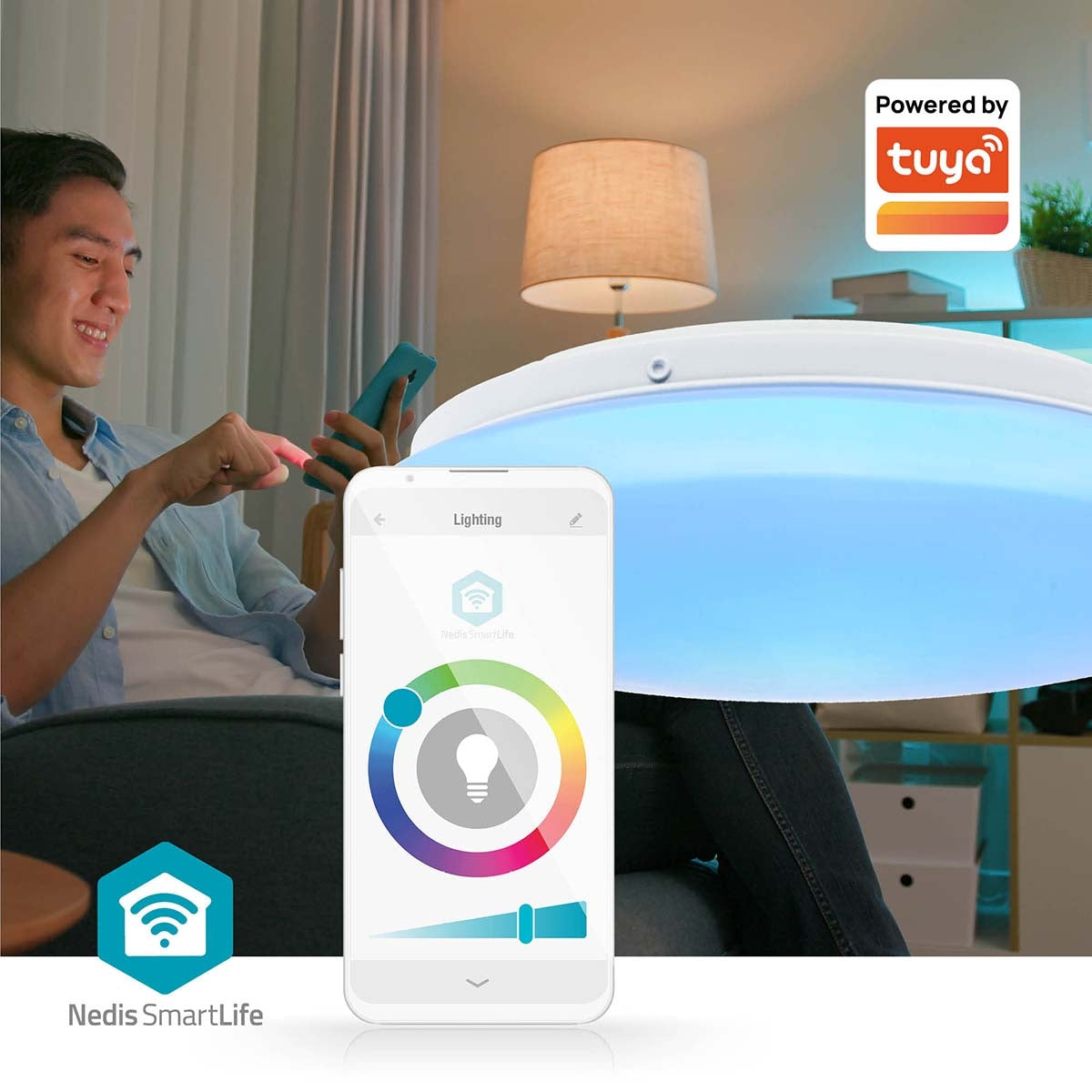 SmartLife Ceiling Light | Wi-Fi | RGB / Warm to Cool White | Round | Diameter: 260 mm | 1820 lm | 2700 - 6500 K | IP44 | Energy class: F | Android™ / IOS