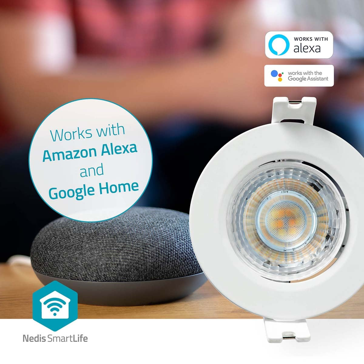 SmartLife Ceiling lamp | Wi-Fi | Warm to cool white | Round | Diameter: 52 mm | 360 lm | 2700 - 6500 K | IP20 | Energy class: F | Android™ / IOS