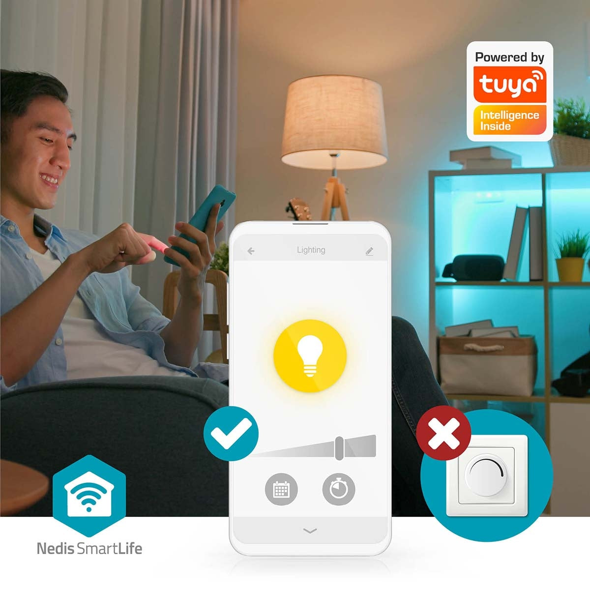 SmartLife Ceiling lamp | Wi-Fi | Warm to cool white | Round | Diameter: 52 mm | 360 lm | 2700 - 6500 K | IP20 | Energy class: F | Android™ / IOS