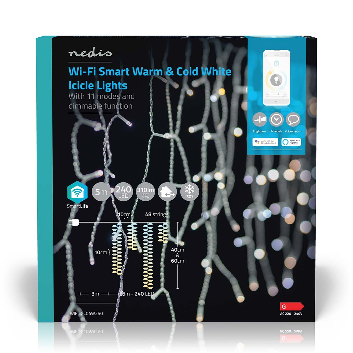 SmartLife Christmas Lighting | Icicles | Wi-Fi | Warm to cool white | 240 LEDs | 5.00 m | Android™ / IOS