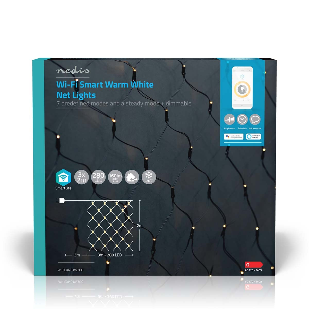 SmartLife Christmas Lighting | Net | Wi-Fi | Warm White | 280 LEDs | 3.00 m | 3 x 2 m | Android™ / IOS