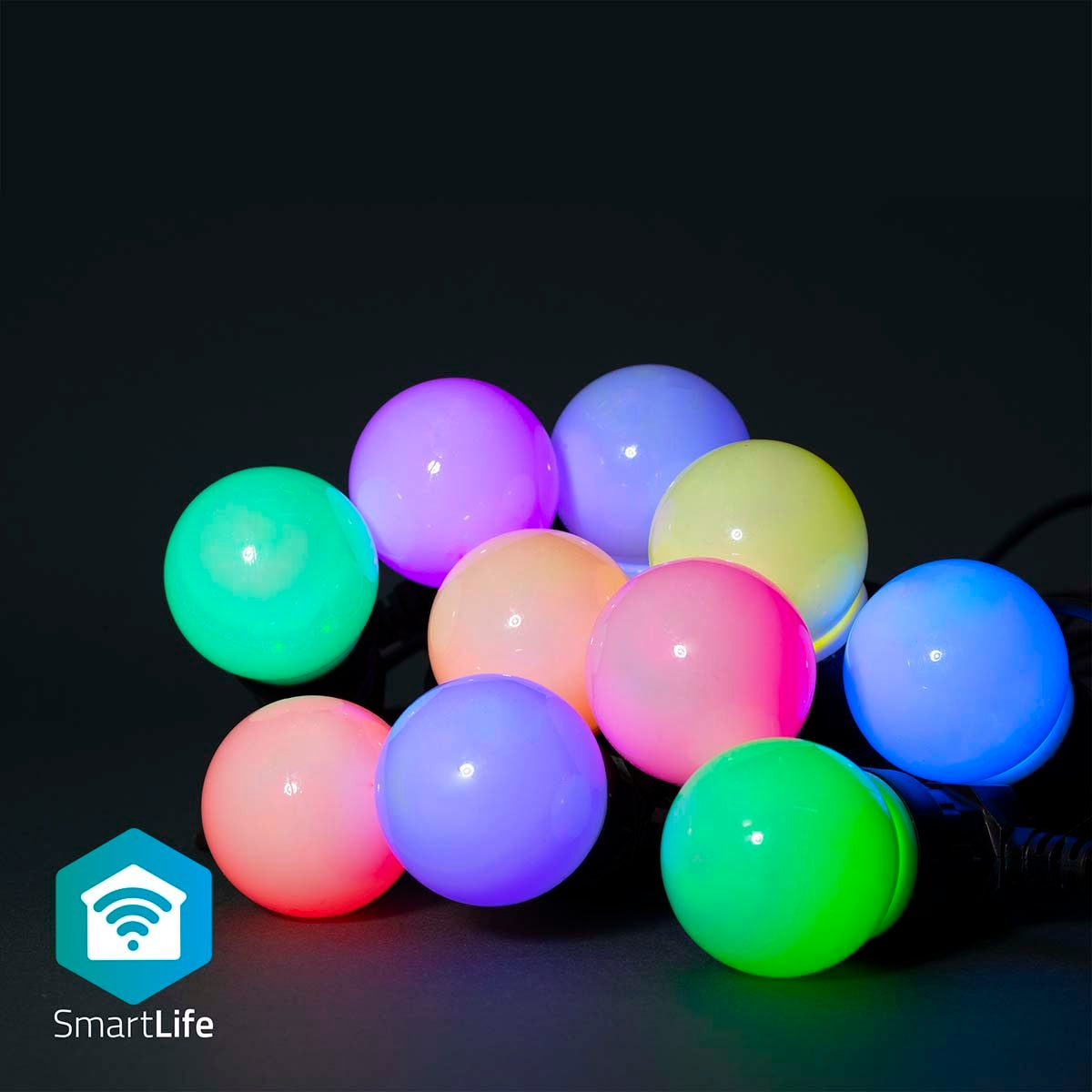 SmartLife Christmas Lighting | Party lights | Wi-Fi | RGB | 10 LEDs | 9.00 m | Android™ / IOS | Bulb diameter: 50 mm