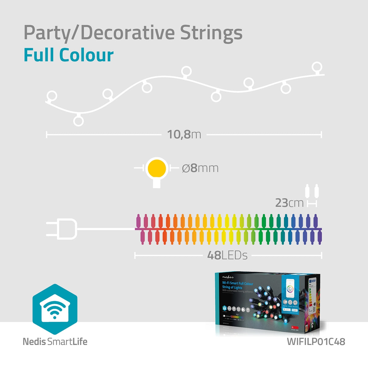 SmartLife Christmas Lighting | Party lights | Wi-Fi | RGB | 48 LEDs | 10.80 m | Android™ / IOS