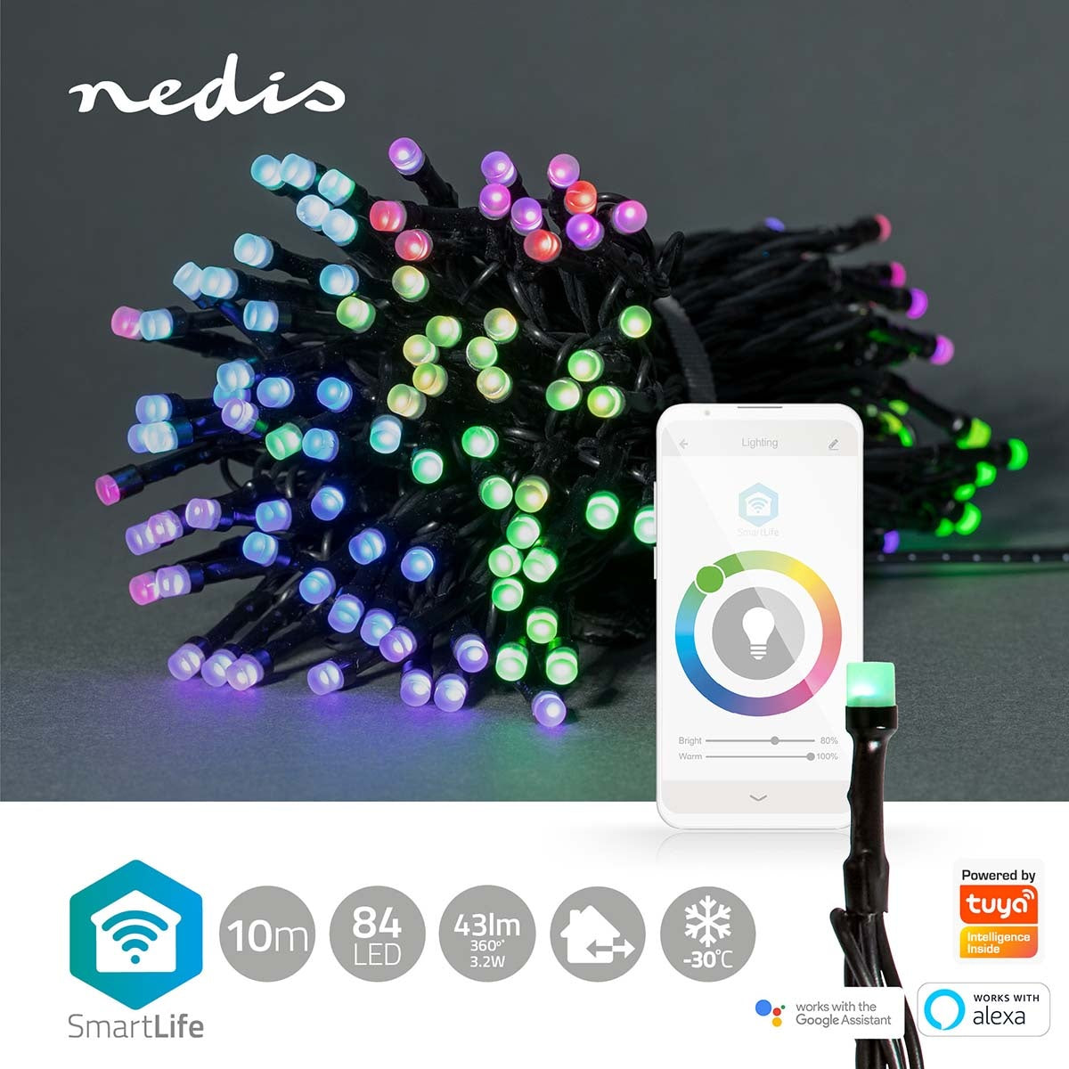 SmartLife Christmas Lighting | String | Wi-Fi | RGB | 84 LEDs | 10.0 m | Android™ / IOS