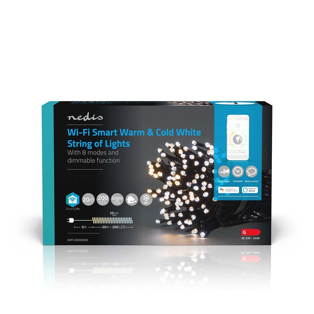 SmartLife Christmas Lighting | String | Wi-Fi | Warm to cool white | 200 LEDs | 20.0 m | Android™ / IOS