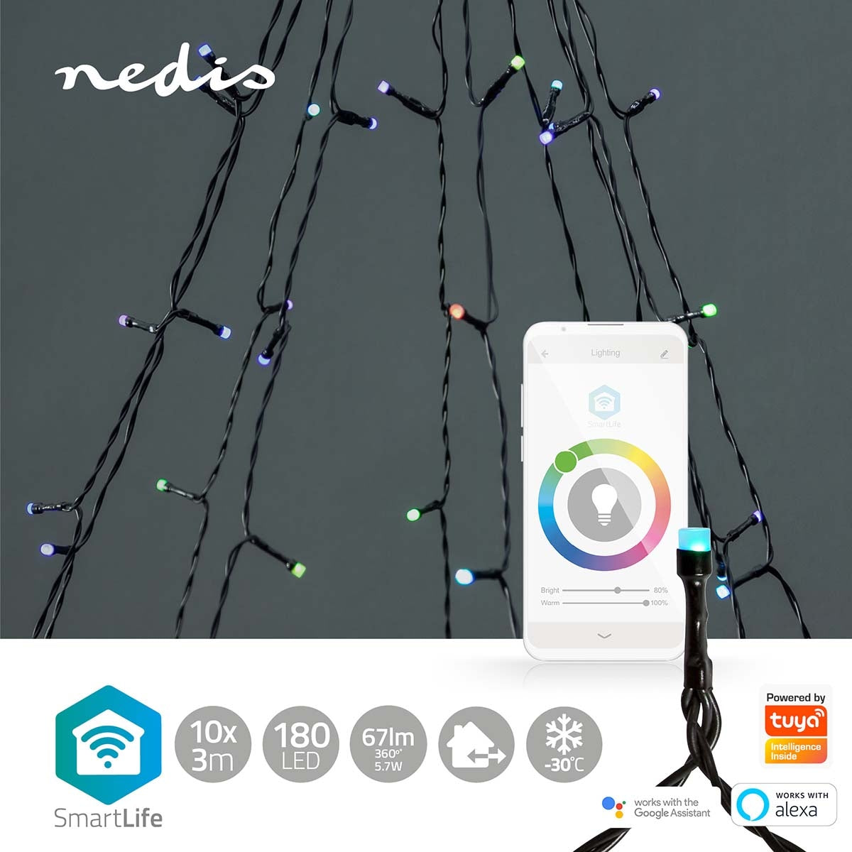 SmartLife Christmas Lighting | Tree | Wi-Fi | RGB | 180 LEDs | 10 x 2 m | Android™ / IOS